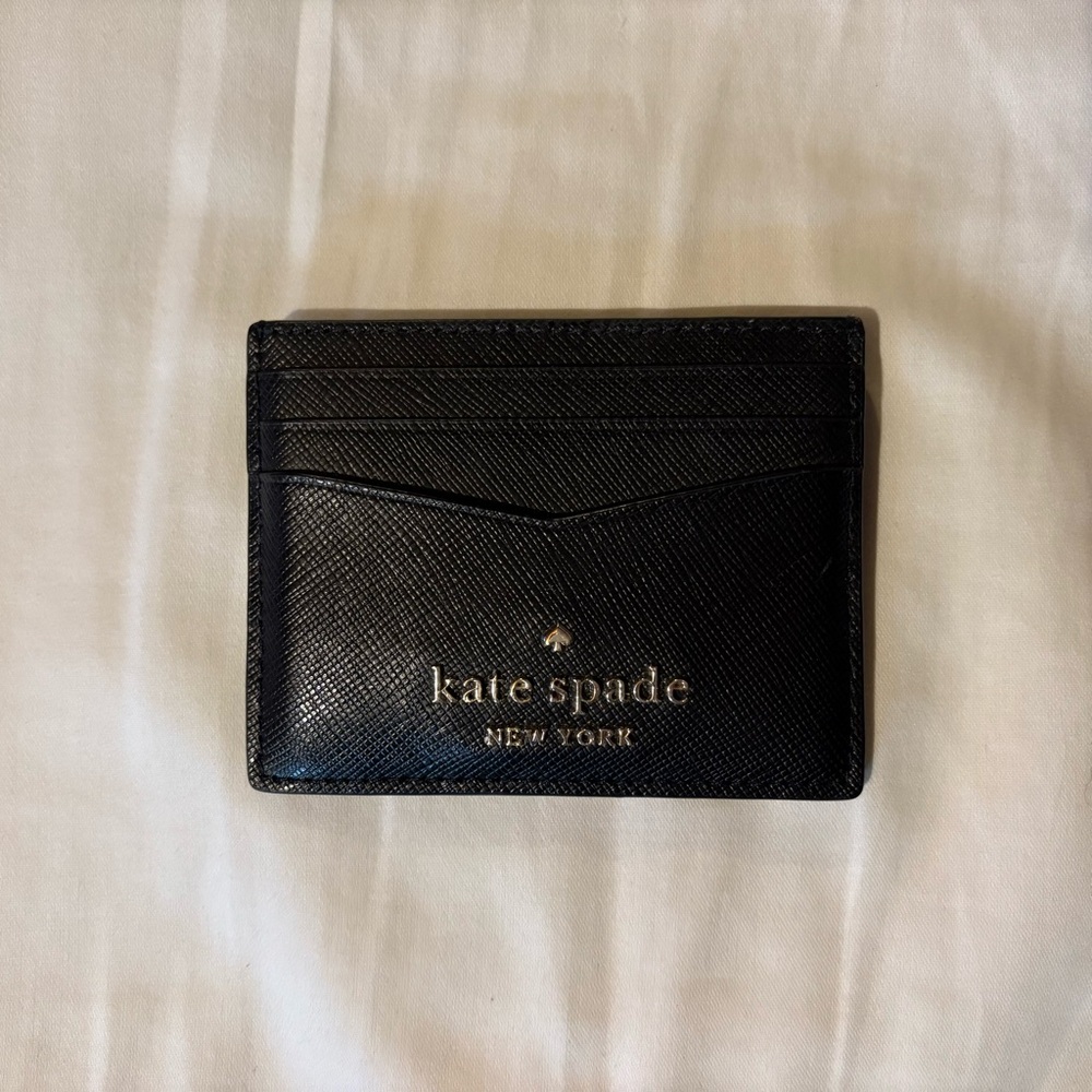 Kate Spade Black Card Wallet with Gold Logo